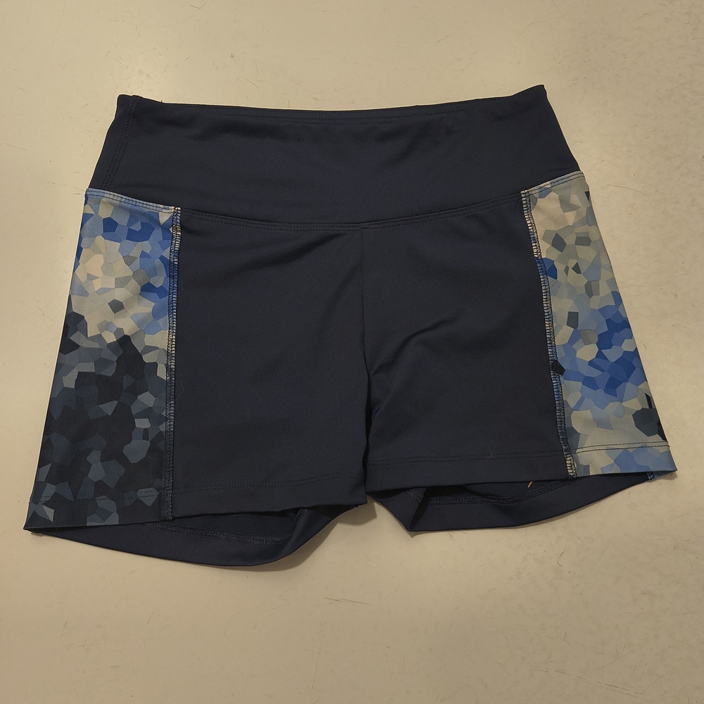 Marika Navy and Blue Geometric Athletic Shorts